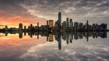Financial District, New York Sunset HD wallpaper