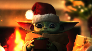 the mandalorian christmas, present, santahat, xmas, christmas, starwars HD wallpaper