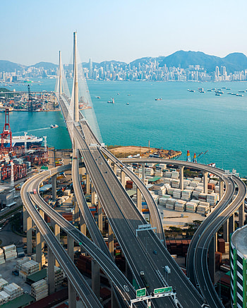 Cities, Mountains, Architecture, City, Road, Ocean, Bridge HD phone wallpaper