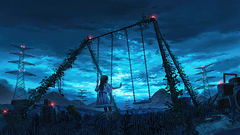 A Lone Anime Girl On Swing, anime-girl, anime, swing, artist, artwork, digital-art, pixiv HD wallpaper
