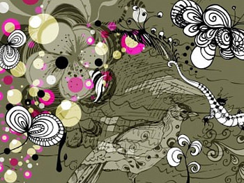 Peacock Floral Design, circles, flowers, peacock, art HD wallpaper