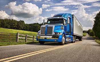 Western Star 5700 XE, 2021, , exterior, front view, new blue 5700XE, trucking, cargo delivery, Western Star Trucks HD wallpaper