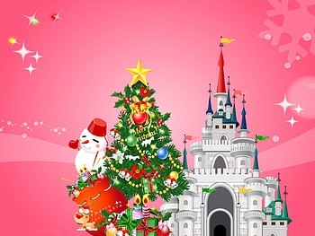 Pink castle, pink, holiday, castle, christmas HD wallpaper