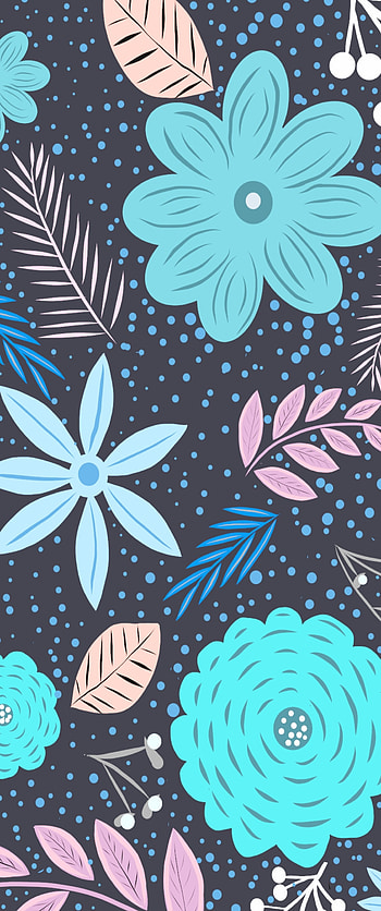Pattern, leaf and flowers, digital art, abstraction HD phone wallpaper