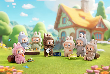 Labubu : Adorable Bunny Friends in a Charming Village Scene, Labubu HD wallpaper