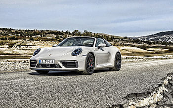 2022, Porsche 911 Targa 4 GTS, , front view, exterior, new white 911 Targa 4 GTS, sports car, German sports cars, Porsche HD wallpaper