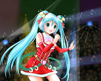 Miku´s Christmas, miku, singing, vocaloid, christmas HD wallpaper