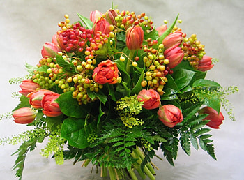 Flowers, Leaves, Tulips, Registration, Typography, Greens, Bouquet, Composition HD wallpaper