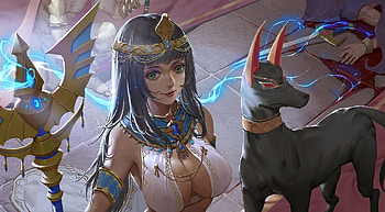Cleopatra, dog, fantasy, girl, queen, caine HD wallpaper