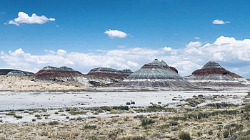 Petrified Forest National Park, truly a hidden gem in Northern Arizona, hills, clouds, landscape, sky, rocks, usa HD wallpaper
