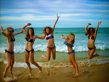 Bikini beach girls, other, nature, people, beaches HD wallpaper