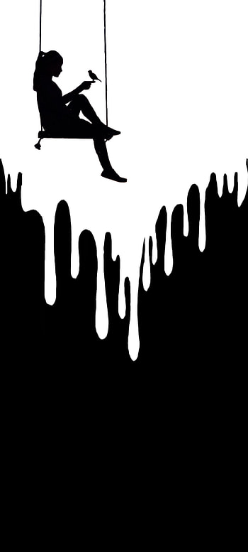 Alone Girl〽️, black & white, art, white, mammal, black, black and white, punch hole camera HD phone wallpaper