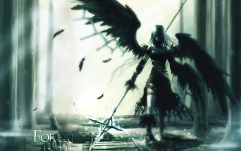Angel Warrior, wings, fantasy, weapon, angel, cgi, spear, dark, warrior HD wallpaper