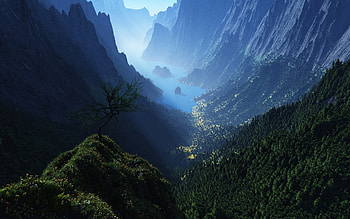 Valley, nature, hills, mountain HD wallpaper
