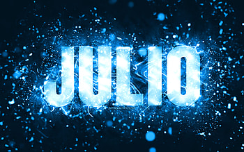 Happy Birtay Julio, , blue neon lights, Julio name, creative, Julio Happy Birtay, Julio Birtay, popular american male names, with Julio name, Julio HD wallpaper