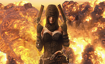 Badass Female 10k, warrior, guns, artist, artwork, digital-art, deviantart HD wallpaper