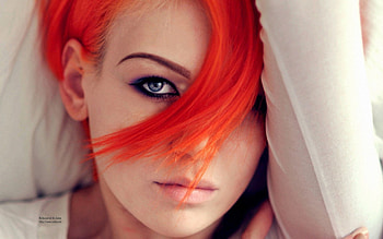 red head, blue, sexy, red, eyes, hair HD wallpaper