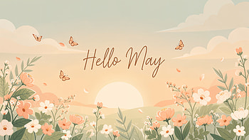 Hello May — Spring Blossom Sunrise, May, Greeting Card, Spring, Flower HD wallpaper