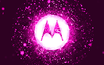 Motorola purple logo, , purple neon lights, creative, purple abstract background, Motorola logo, brands, Motorola HD wallpaper