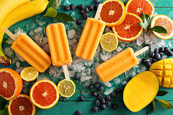 Ice candies, slices, fruits, blueberry, mango, summer HD wallpaper