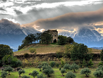 Landscape, Houses, Mountains HD wallpaper