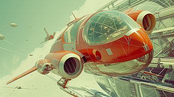 Retro Futuristic Spaceship, retro futurism, spaceship, futuristic, red, aircraft HD wallpaper