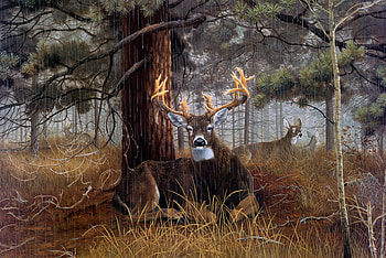 Deer Painting, animal, painting, Deer, tree HD wallpaper