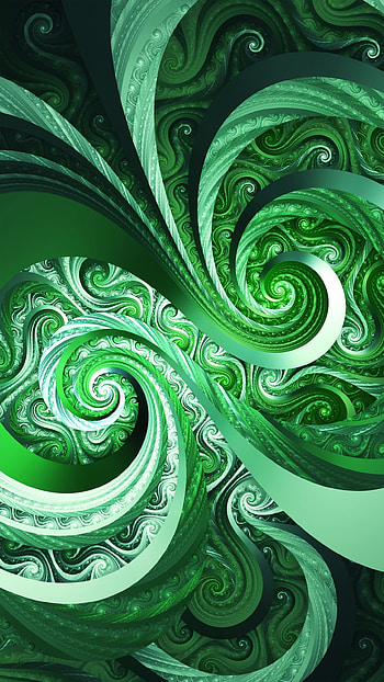 Green pattern, fractal, art HD phone wallpaper
