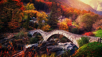 Pontedei Salti, Verzasca River, Switzerland, river, autumn, trees, landscape, alps, water, rocks, stones HD wallpaper
