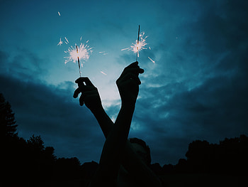 Sky, Dark, Silhouette, Sparkler HD wallpaper