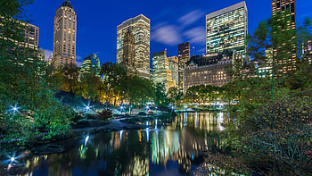 *CITy*, blue, city, lights, , sky, lake HD wallpaper