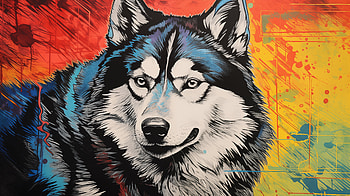 Husky Dog Artistic - Colorful Canine Background, dog, Animal, husky HD wallpaper