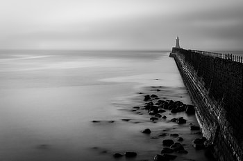 Nature, Stones, Bw, Chb, Lighthouse, Gloomy, Gloomily HD wallpaper