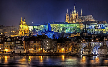Cities, Night, Lights, Prague, Charles Bridge HD wallpaper