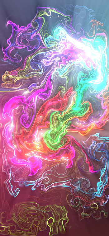 Fluid art, red, magenta, green, blue, yellow, creative HD phone wallpaper