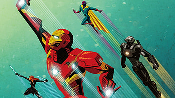 Team Iron Man Civil War, iron-man, artwork, superheroes, war-machine, vision, black-widow HD wallpaper