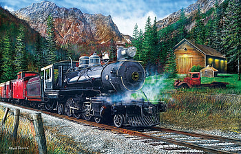 The Leinad Express, locomotive, train, mountains, artwork, painting, railways HD wallpaper