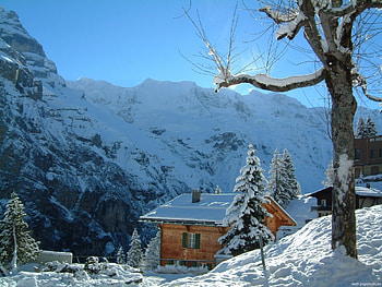 Landscape, Winter, Houses HD wallpaper
