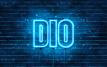 Dio, , with names, Dio name, blue neon lights, Dio Birtay, Happy Birtay Dio, popular italian male names, with Dio name HD wallpaper