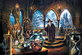 The Wizards Castle, digital, windows, art, utensils, mountains HD wallpaper