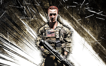 Daniel Recker, grunge art, Battlefield V, fan art, Battlefield characters, Battlefield V Elites, soldiers, brown abstract rays, Battlefield 5, Daniel Recker Battlefield HD wallpaper
