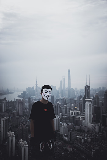 City, Building, Miscellanea, Miscellaneous, Overview, Review, Mask, View, Human, Person HD phone wallpaper