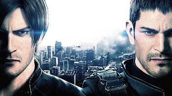 City game chaos, Resident Evil, Leon Scott Kennedy, Chris Redfield HD wallpaper