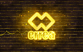 Errea yellow logo, , yellow brickwall, Errea logo, brands, Errea neon logo, Errea HD wallpaper