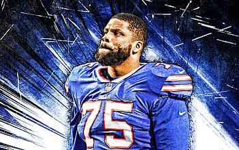 Darryl Williams, grunge art, Buffalo Bills, american football, NFL, Darryl Williams Buffalo Bills, blue abstract rays, Darryl Williams HD wallpaper