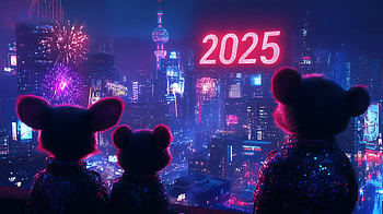 Futuristic New Year 2025: with Vibrant Fireworks, 2025, New Year 2025, fireworks, futuristic HD wallpaper