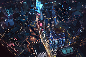 Night, city, minimalist, aerial view HD wallpaper