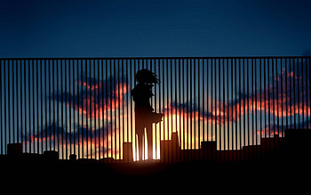 sunset through a fence, contemplation, revelry, solitude, loneliness HD wallpaper