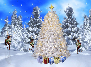 Holidays, Snow, Fir-Trees, Deers, Snowflakes, Forest, Holiday, Presents, Gifts HD wallpaper