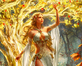 Autumn Beauty, fantasy, art, trees, forest, woman HD wallpaper